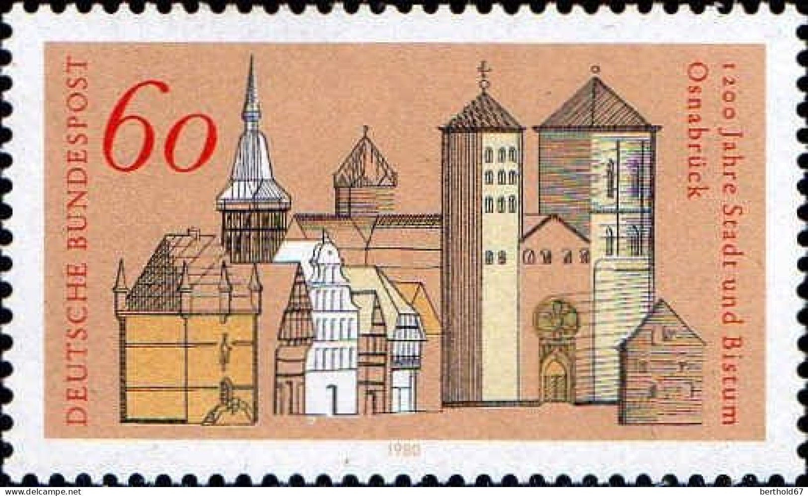 RFA Poste N** Yv: 883 Mi:1035 1200.Jahre Stadt & Bistum Osnabrück (Thème) - Kirchen U. Kathedralen