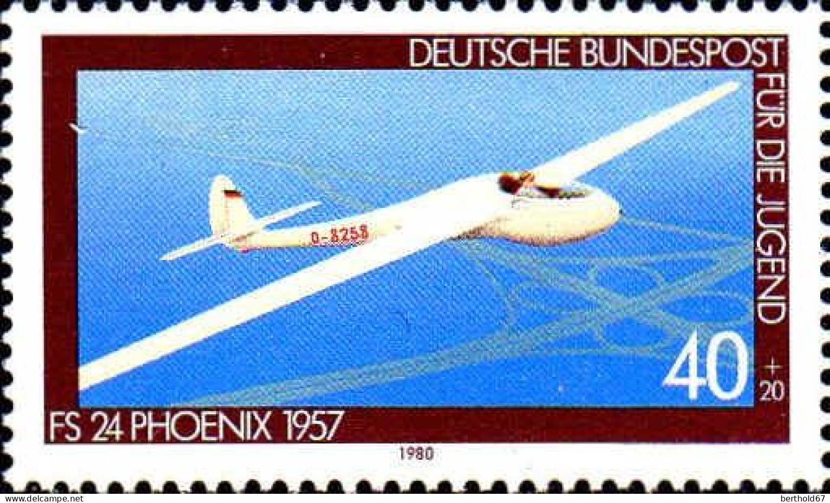 RFA Poste N** Yv: 888 Mi:1040 Für Die Jugend FS24 Phoenix 1957 (Thème) - Airplanes