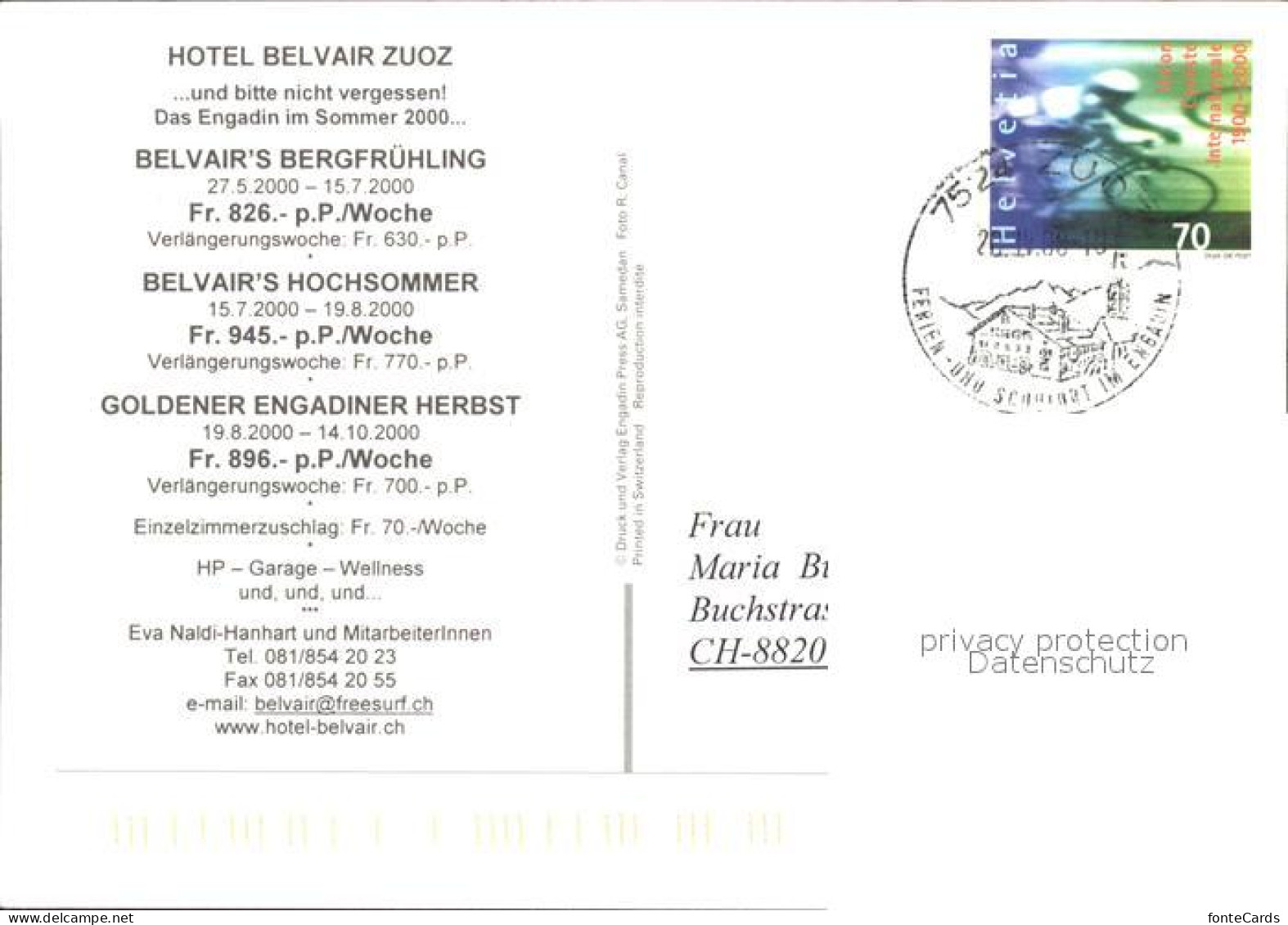 11904187 Zuoz GR Gesamtanstich Hotel Belvair  Zuoz - Altri & Non Classificati