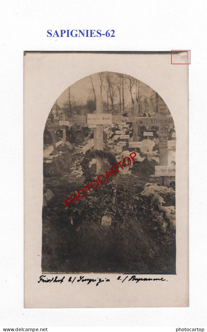 SAPIGNIES-62-Monument-Cimetiere-Tombes-CARTE PHOTO Allemande-GUERRE 14-18-1 WK-MILITARIA- - Cimetières Militaires