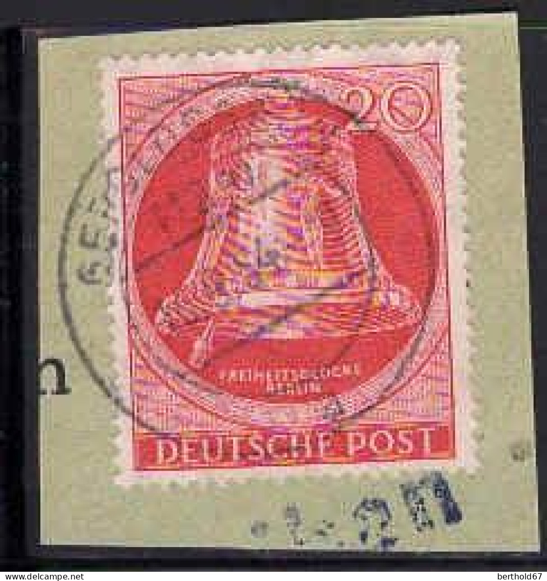 Berlin Poste Obl Yv: 63 Mi:77 Freiheitsglocke Berlin Marteau à Gauche Sur Fragment (Beau Cachet Rond) - Used Stamps