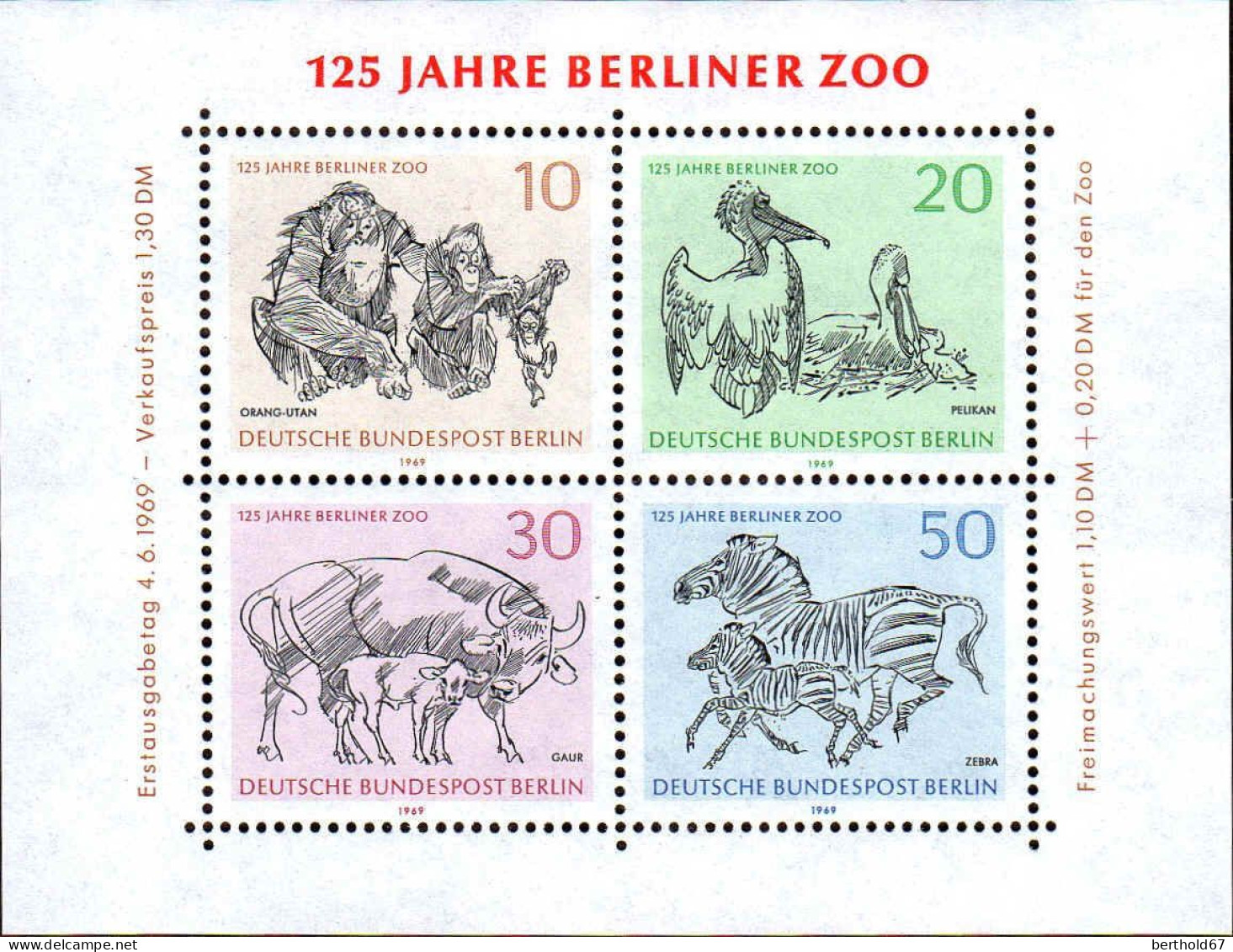 Berlin Bloc N** Yv:2 Mi:2 125.Jahre Berliner Zoo - Blocs
