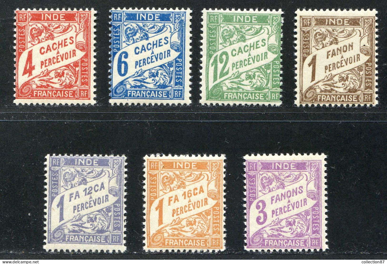 Réf 01-X > INDE < Taxe N° 12 à 18 * * 9 Valeurs < Neuf Luxe Gomme Coloniale -- MNH * * ---- > Cat 19.00 € - Neufs