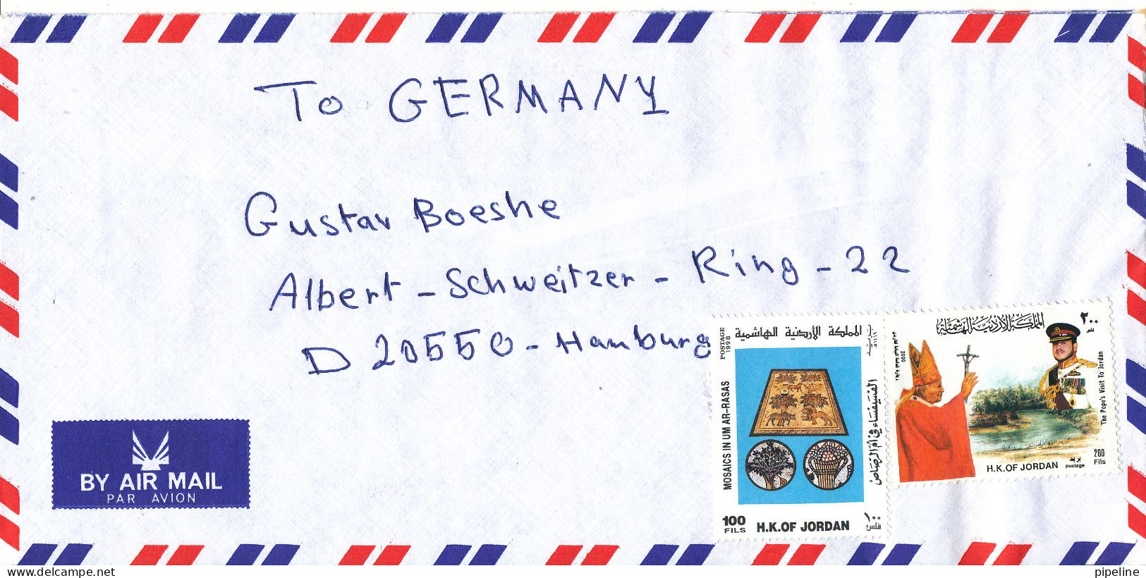 Jordan Air Mail Cover Sent To Germany - Jordanie