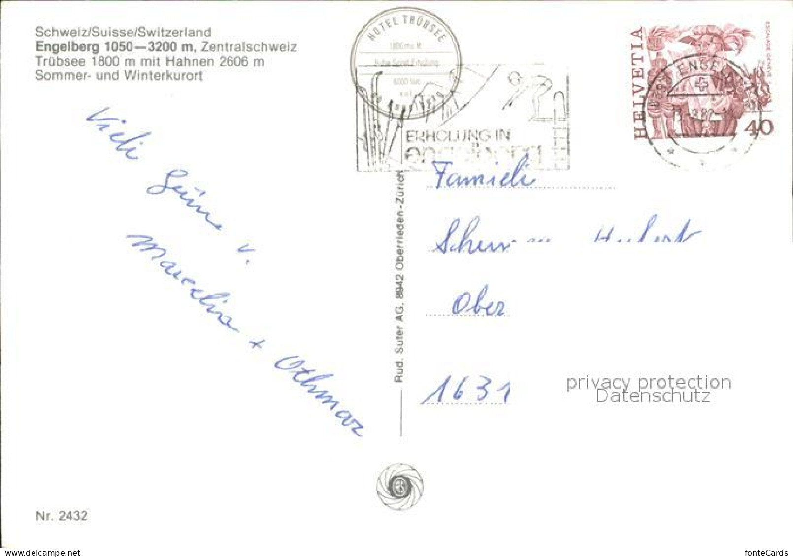 11903807 Engelberg OW Hotel Truebsee Mit Hahnen Engelberg - Other & Unclassified