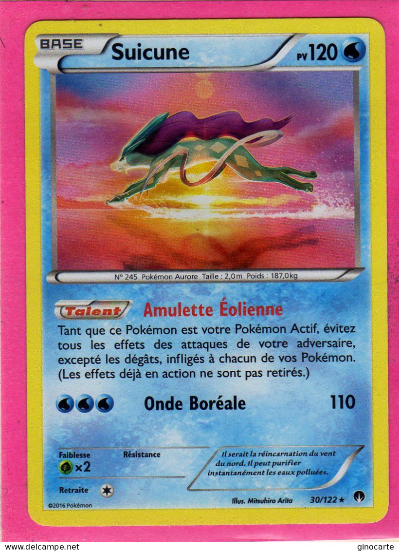 Carte Pokemon Francaise 2016 Xy Rupture Turbo 30/122 Suicune 120pv Holo Occasion - Promos