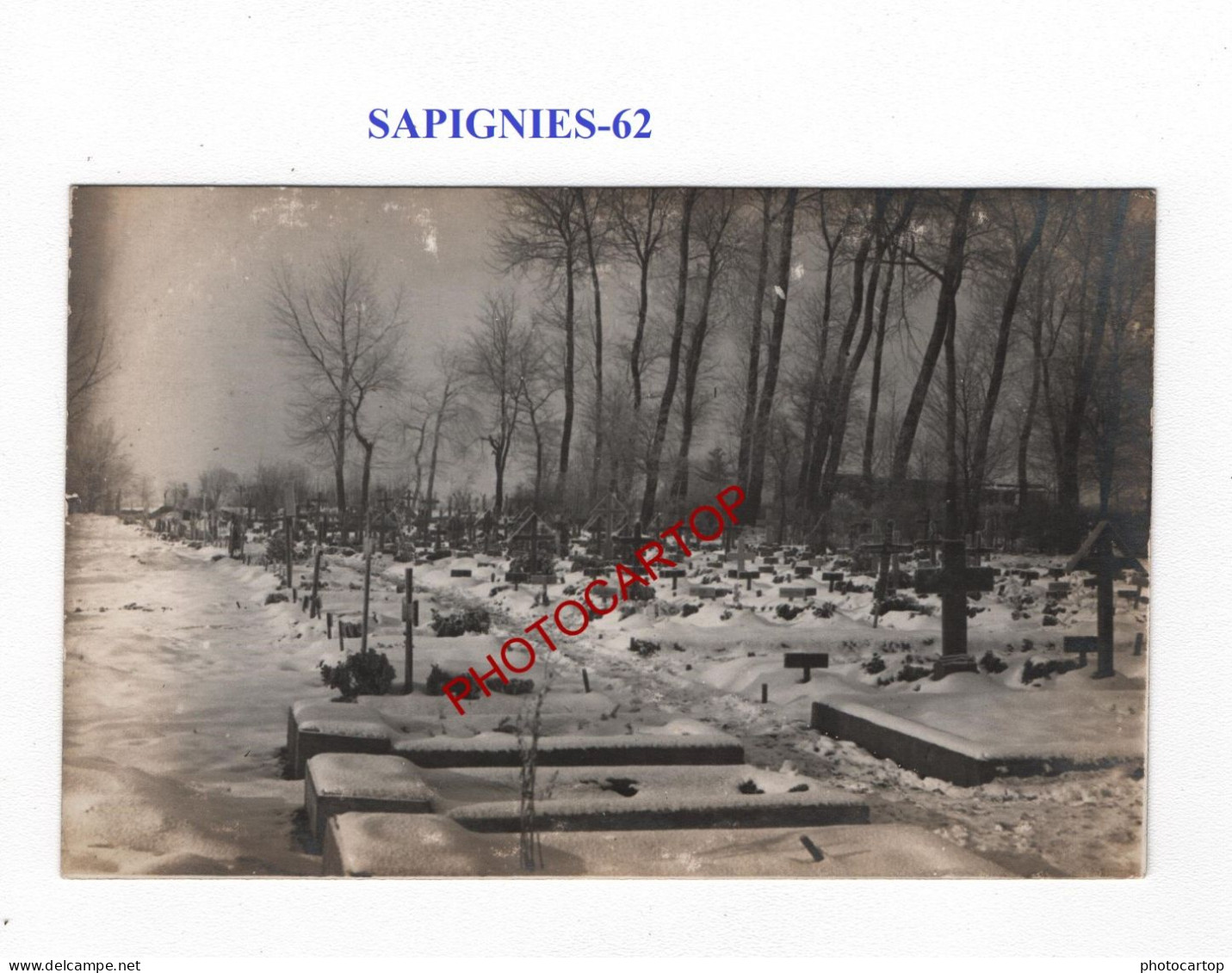 SAPIGNIES-62-Monument-Cimetiere-Tombes-CARTE PHOTO Allemande-GUERRE 14-18-1 WK-MILITARIA- - Cimetières Militaires