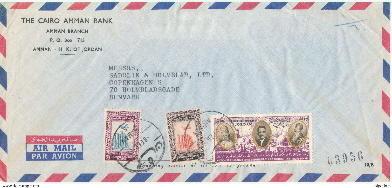 Jordan Air Mail Cover Sent To Denmark 8-2-1967 Topic Stamps - Jordanië