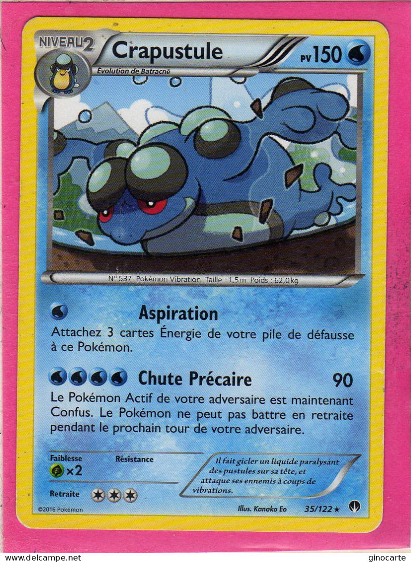 Carte Pokemon Francaise 2016 Xy Rupture Turbo 35/122 Crapustule 150pv Occasion - XY