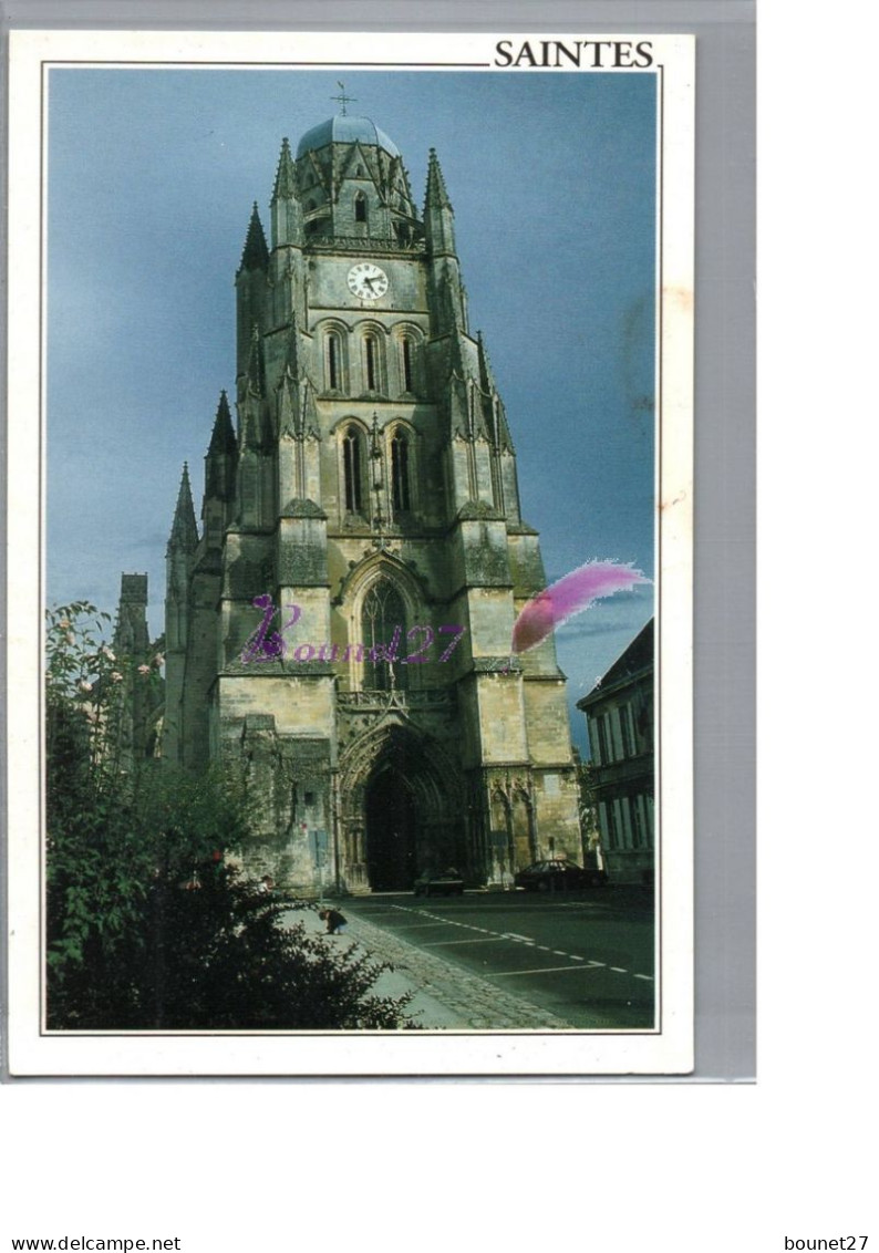 SAINTES 17 - La Cathédrale Saint Pierre Façade Et Clocher Gothique Carte Vierge - Saintes