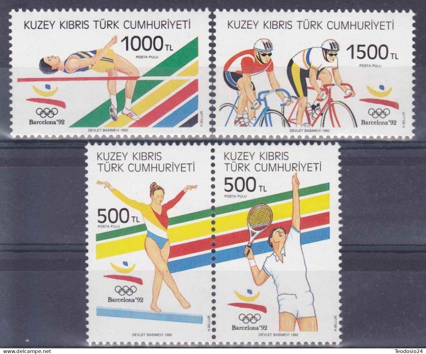 CHIPRE Turco 1992 25 JUEGOS OLIMPICOS  BARCELONA 1992 Mi: 336/39 ** - Unused Stamps