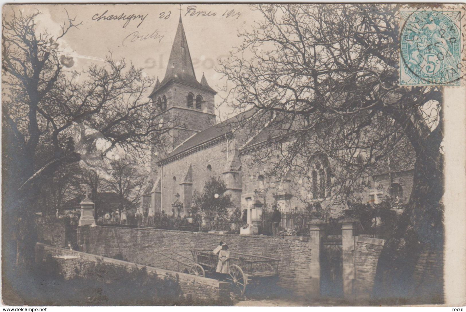 HAUTE MARNE -  Carte Photo De CHASSIGNY De R. Guilleminot - L'Eglise  ( - Carte Pionnière / Timbre à Date 1904 ) - Sonstige & Ohne Zuordnung