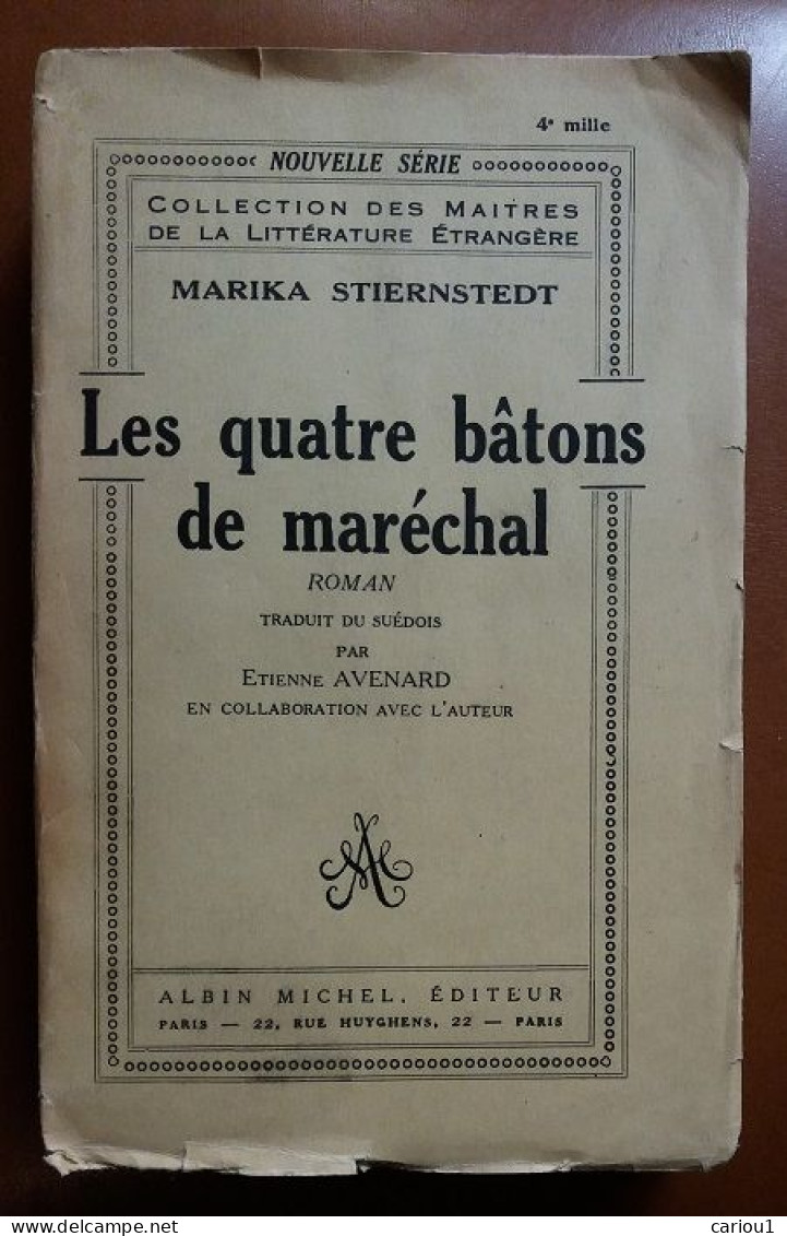 C1  SUEDE Marika STIERNSTEDT Les QUATRE BATONS DE MARECHAL EO Velin 1935 Epuise Port Inclus France - 1901-1940