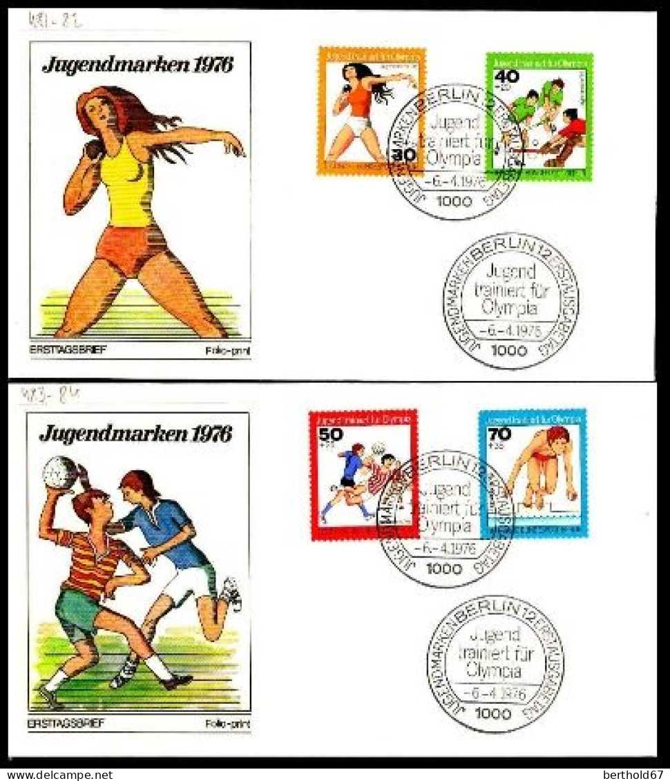 Berlin Poste Obl Yv:481/484 Pour La Jeunesse Entrainement Olympique (TB Cachet à Date) Fdc Berlin 6-4-76 - 1971-1980