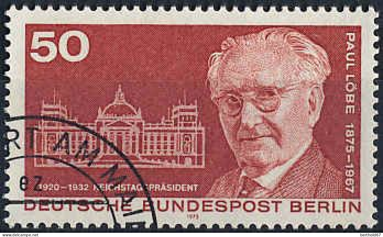 Berlin Poste Obl Yv:478 Mi:515 Paul Löbe 1875-1967 1920-1932 Reichstagspräsident (beau Cachet Rond) - Gebraucht