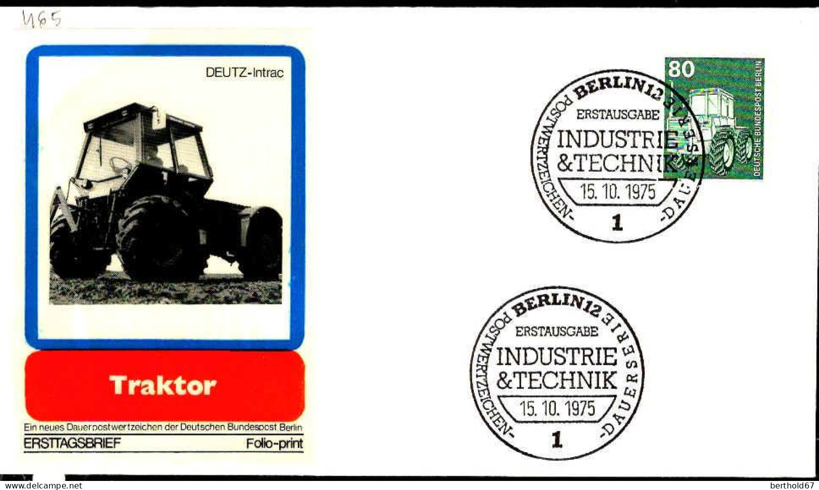 Berlin Poste Obl Yv:465 Mi:501 Traktor (TB Cachet à Date) Fdc Berlin 15-10-75 - 1971-1980