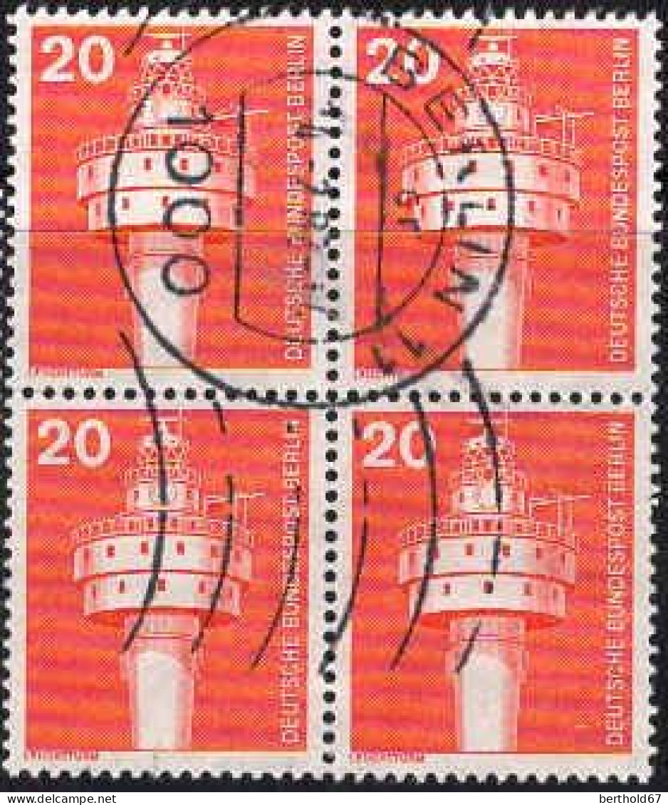 Berlin Poste Obl Yv:460 Mi:496 Leuchtturm Bloc De 4 (TB Cachet Rond) - Oblitérés