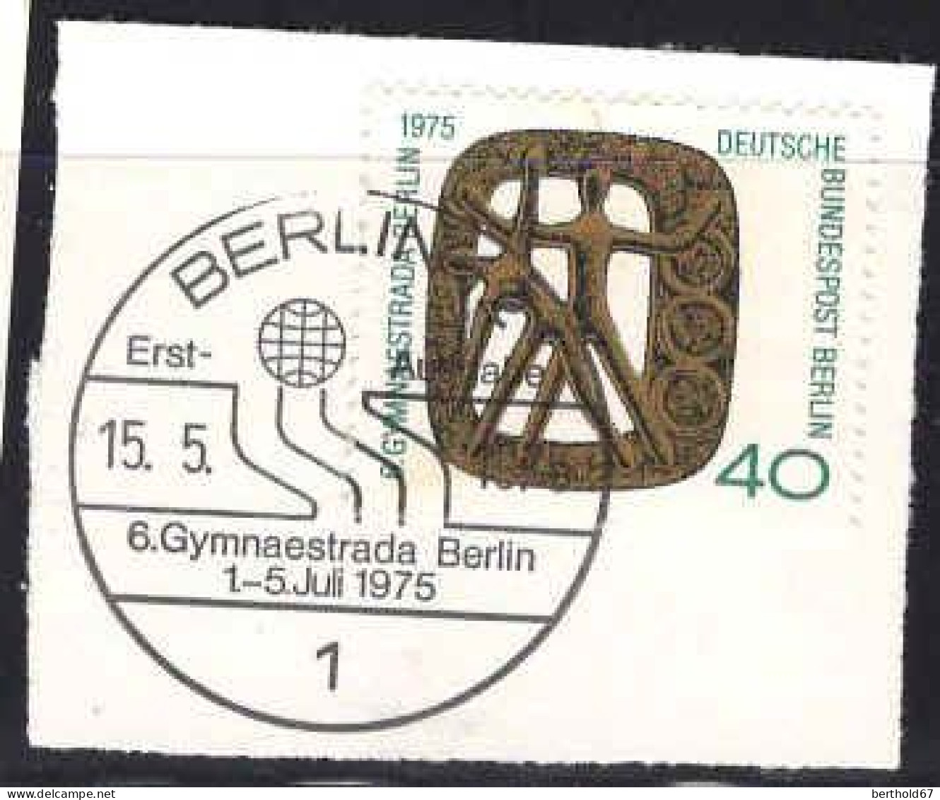 Berlin Poste Obl Yv:457 Mi:493 6.Gymnaestrada Berlin (TB Cachet à Date) Sur Fragment - Used Stamps