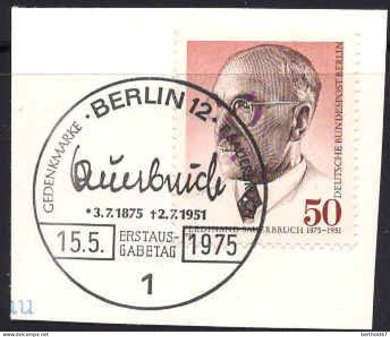 Berlin Poste Obl Yv:456 Mi:492 Ferdinand Sauerbruch Chirurgien (TB Cachet à Date) Sur Fragment - Used Stamps