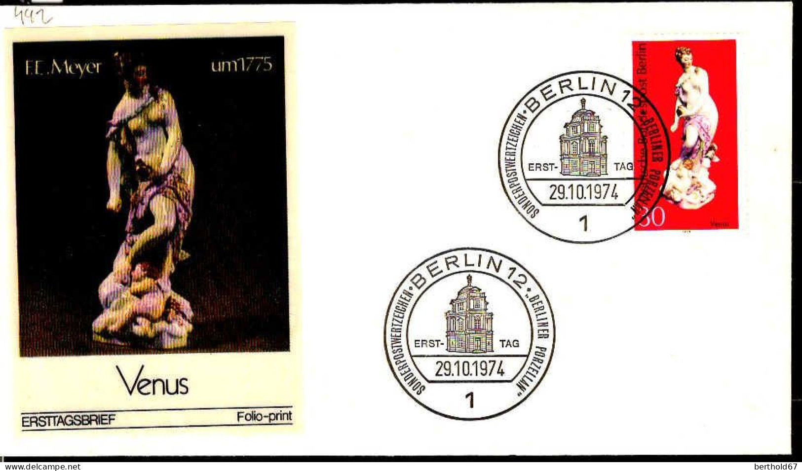 Berlin Poste Obl Yv:442 Mi:478 Venus (TB Cachet à Date) Fdc Berlin 29-10-74 - 1971-1980