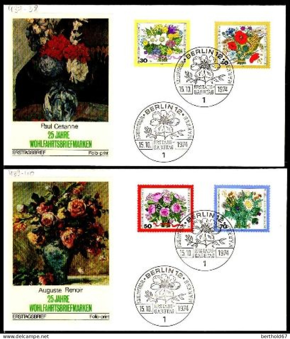 Berlin Poste Obl Yv:437/440 Bienfaisance Bouquets De Fleurs (TB Cachet à Date) Fdc Berlin 15-10-74 - 1971-1980