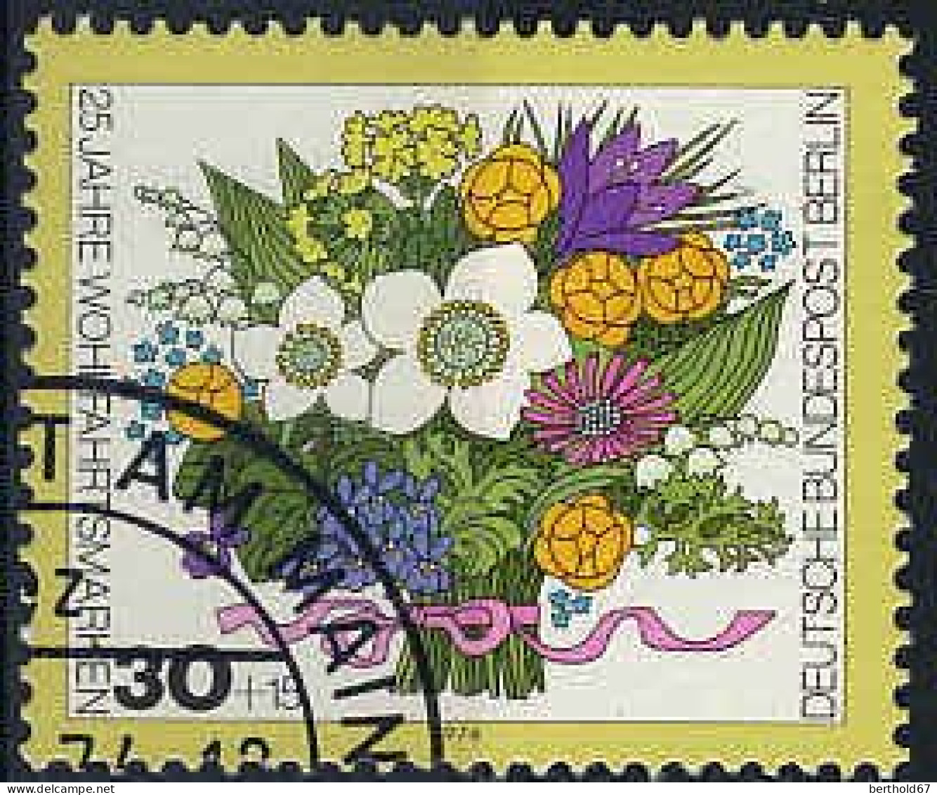Berlin Poste Obl Yv:437 Mi:473 Wohlfahrtspflege Fleurs De Printemps (Beau Cachet Rond) - Oblitérés