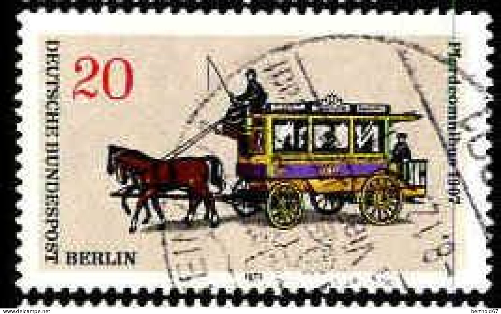 Berlin Poste Obl Yv:411 Mi:446 Pferdeomnibus (TB Cachet Rond) - Gebraucht
