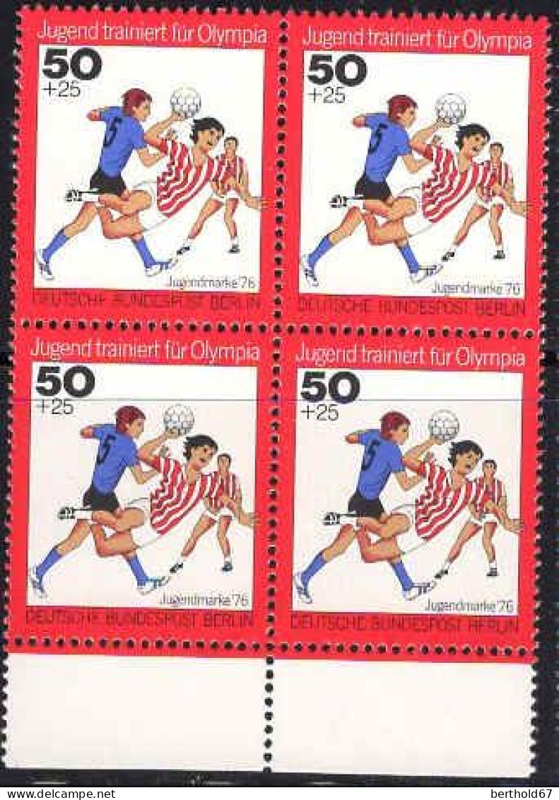 Berlin Poste N** Yv:483 Mi:519 Jugendmarke Handball Bloc De 4 Bord De Feuille - Unused Stamps