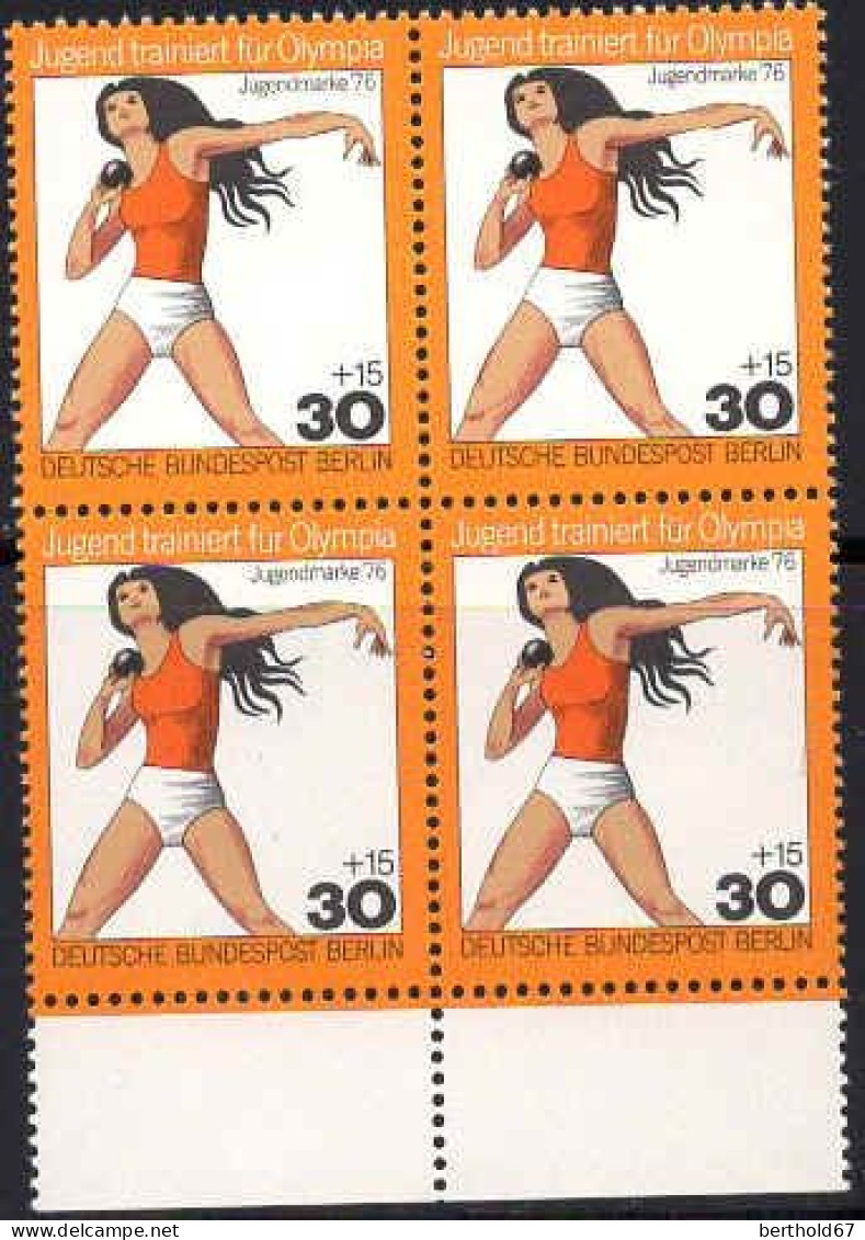 Berlin Poste N** Yv:481 Mi:517 Jugendmarke Lancement Du Poids Bloc De 4 Bord De Feuille - Unused Stamps