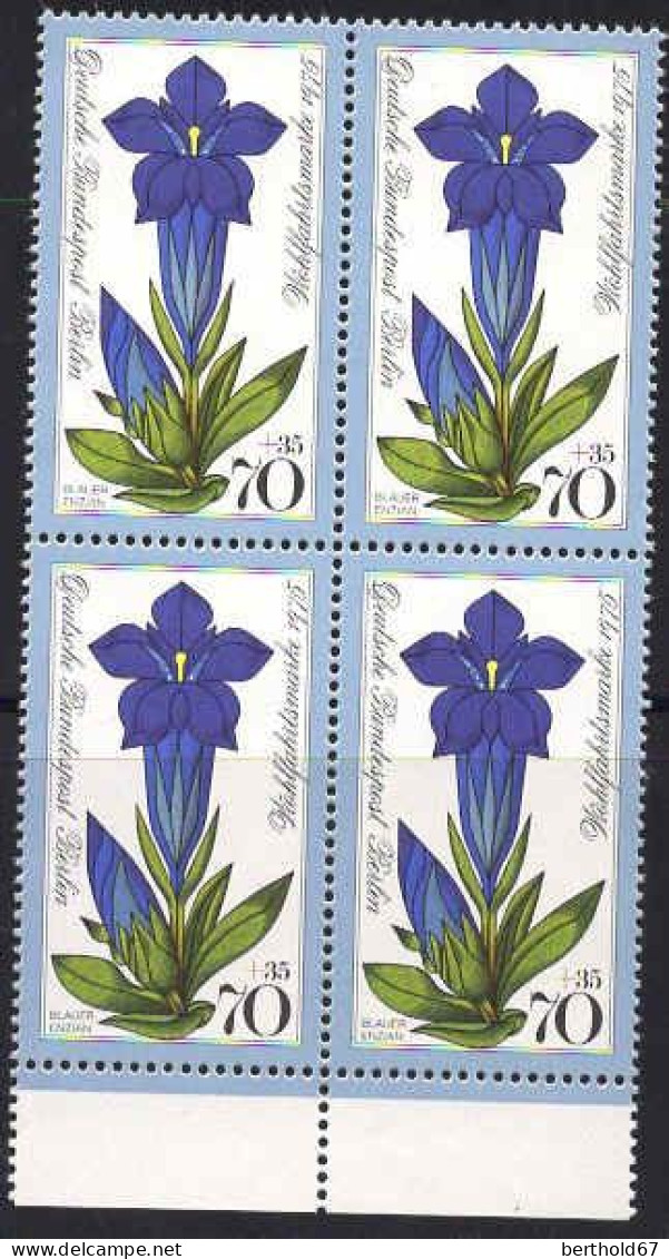 Berlin Poste N** Yv:477 Mi:513 Wohlfahrtsmarke Blauer Enzian Bloc De 4 Bord De Feuille - Unused Stamps