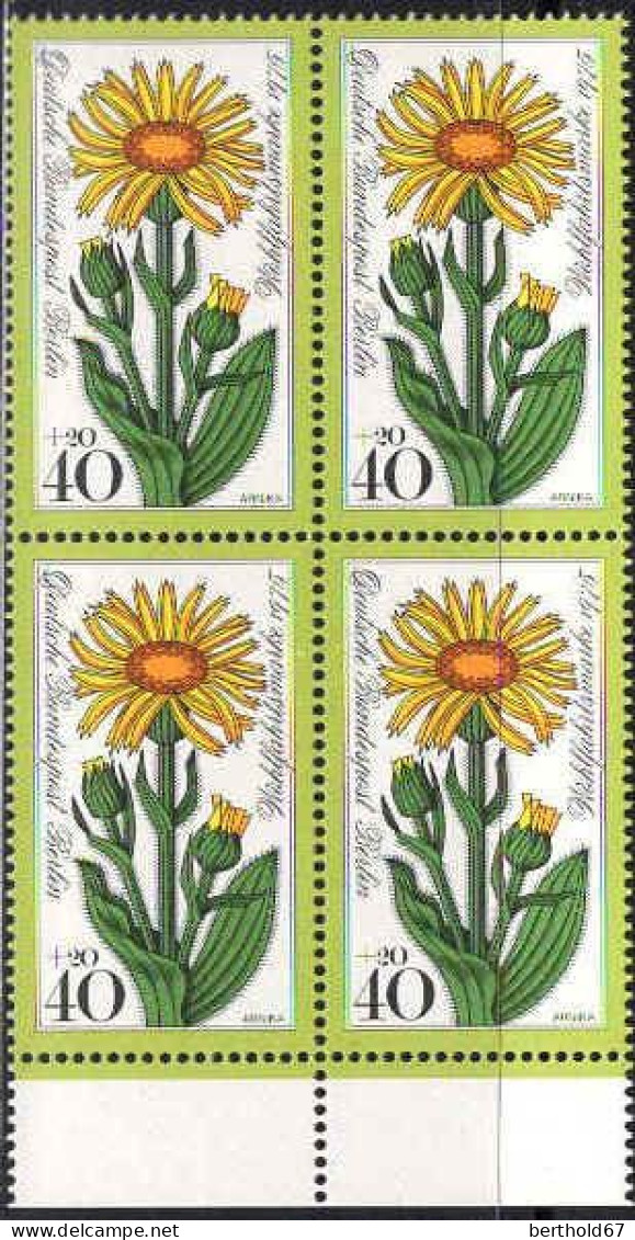 Berlin Poste N** Yv:475 Mi:511 Wohlfahrtsmarke Arnika Bloc De 4 Bord De Feuille - Unused Stamps