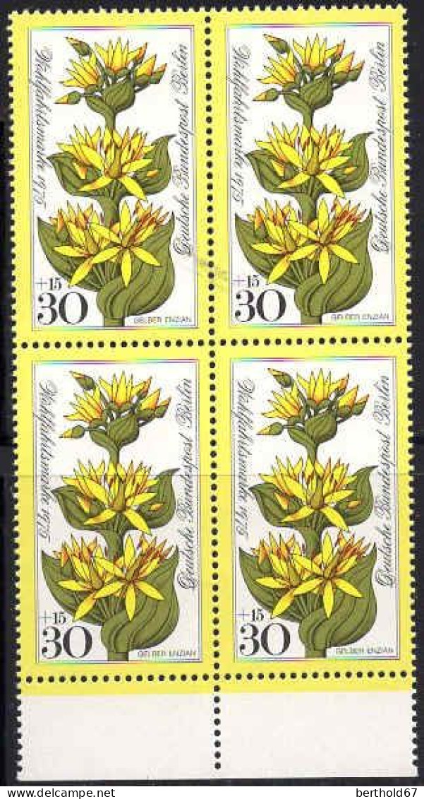 Berlin Poste N** Yv:474 Mi:510 Wohlfahrtsmarke Gelber Enzian Bloc De 4 Bord De Feuille - Unused Stamps