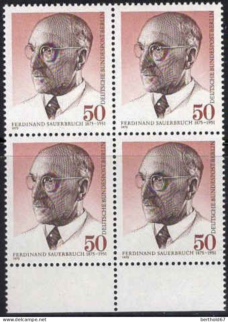 Berlin Poste N** Yv:456 Mi:492 Ferdinand Sauerbruch Chirurgien (Bloc De 4) - Unused Stamps