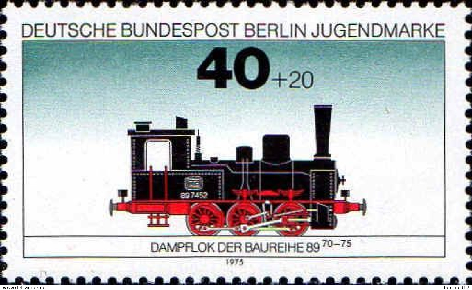 Berlin Poste N** Yv:453 Mi:489 Jugendmarke Dampflok Der Baureihe 89 70-75 - Ungebraucht