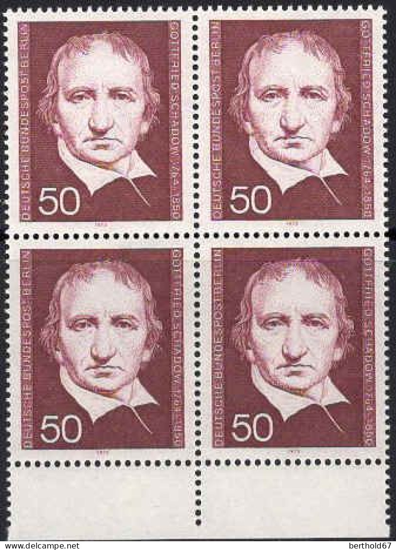 Berlin Poste N** Yv:446 Mi:482 Gottfried Schadow Sculpteur (Bloc De 4) - Unused Stamps