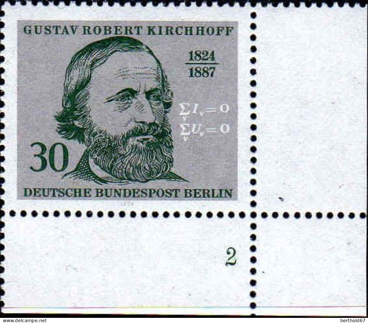 Berlin Poste N** Yv:429 Mi:465 Gustav Robert Kirchhoff Physicien Coin D.feuille - Ongebruikt