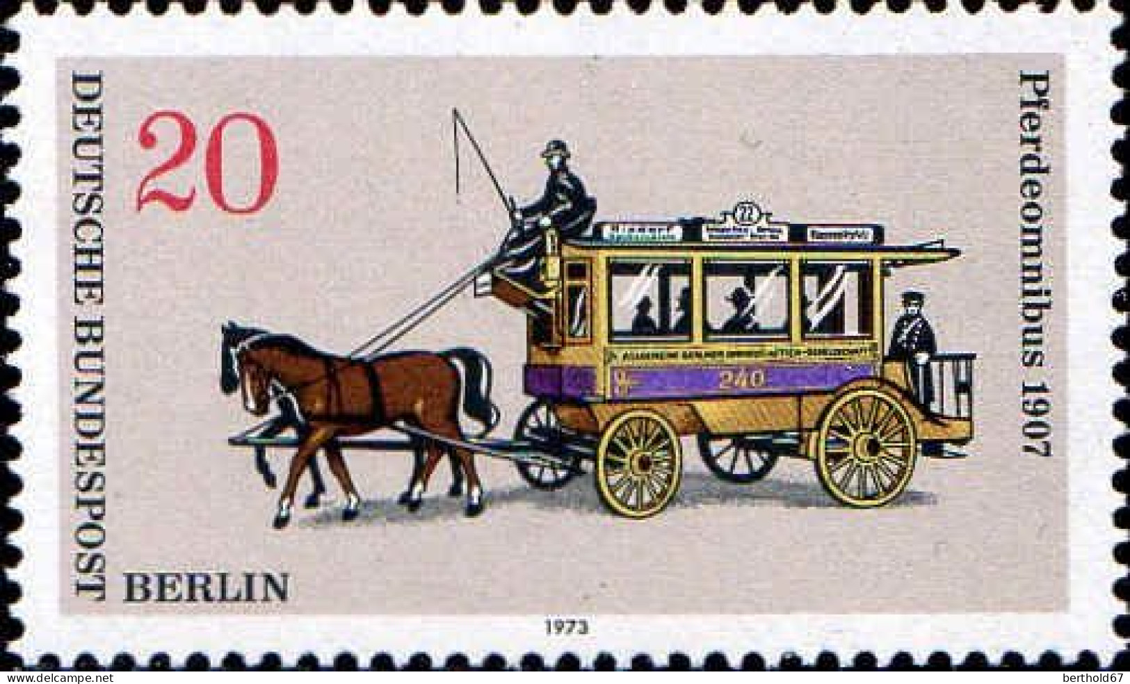 Berlin Poste N** Yv:411 Mi:446 Pferdeomnibus - Unused Stamps