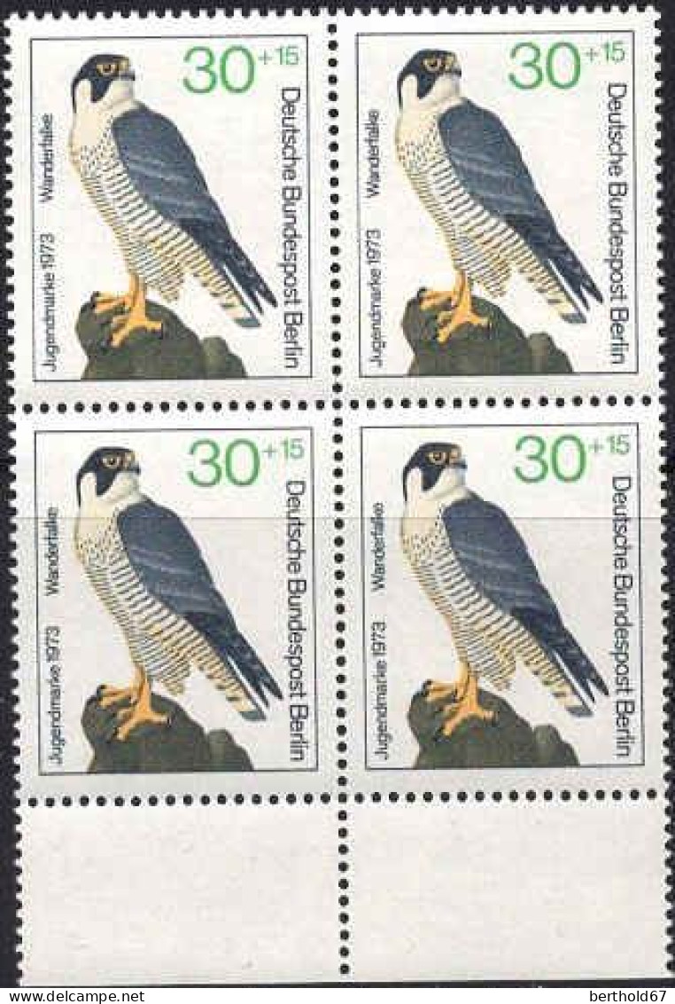 Berlin Poste N** Yv:408 Mi:443 Jugendmarke Wanderfalke Bloc De 4 Bord De Feuille - Unused Stamps