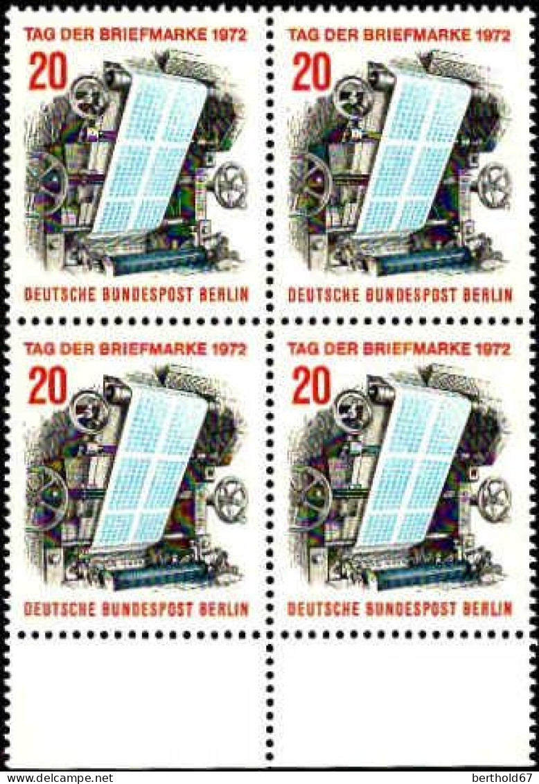 Berlin Poste N** Yv:404 Mi:439 Tag Der Briefmarke Machine D'impression (Bloc De 4) - Unused Stamps