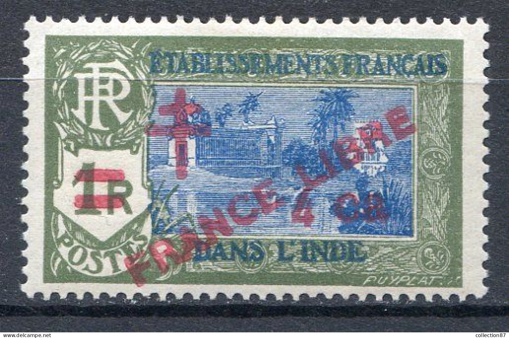 Réf 75 CL2 < -- INDE - FRANCE LIBRE < N° 202 * NEUF Ch.Dos Visible MH * - Unused Stamps