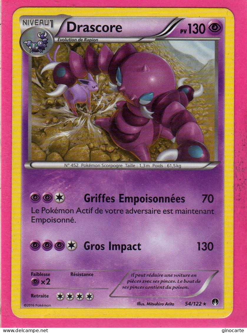 Carte Pokemon Francaise 2016 Xy Rupture Turbo 54/122 Drascore 130pv Occasion - XY