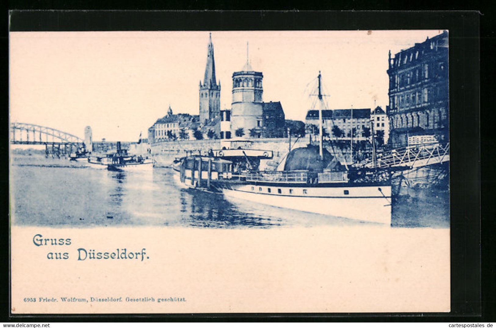 AK Düsseldorf, Schiff Am Rheinufer  - Düsseldorf