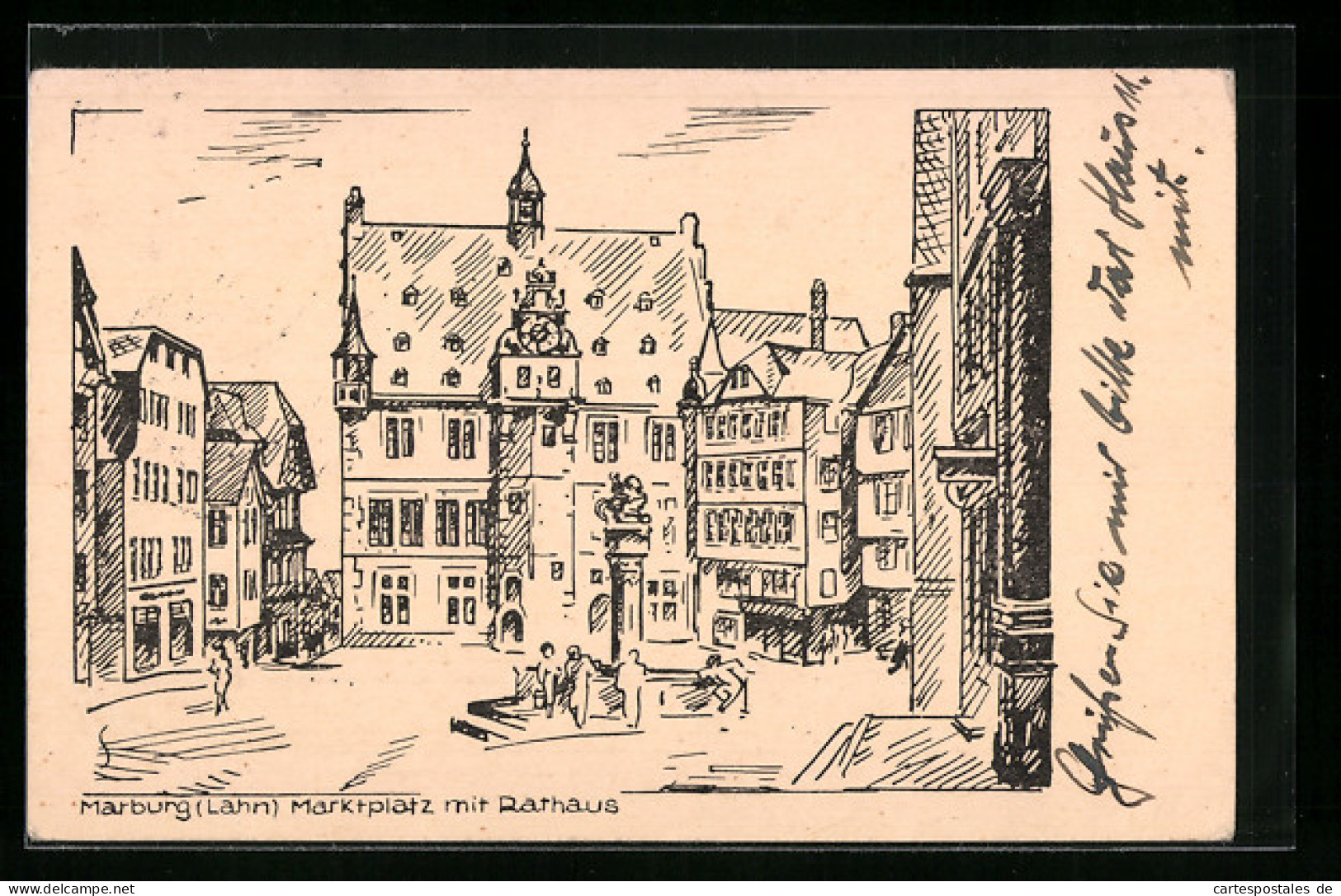 AK Marburg A. Lahn, Rathaus Am Marktplatz  - Marburg