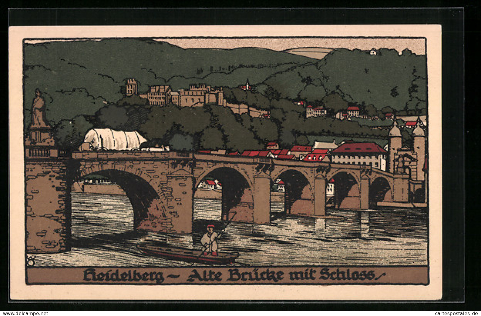 Steindruck-AK Heidelberg, Alte Brücke Mit Schloss  - Autres & Non Classés