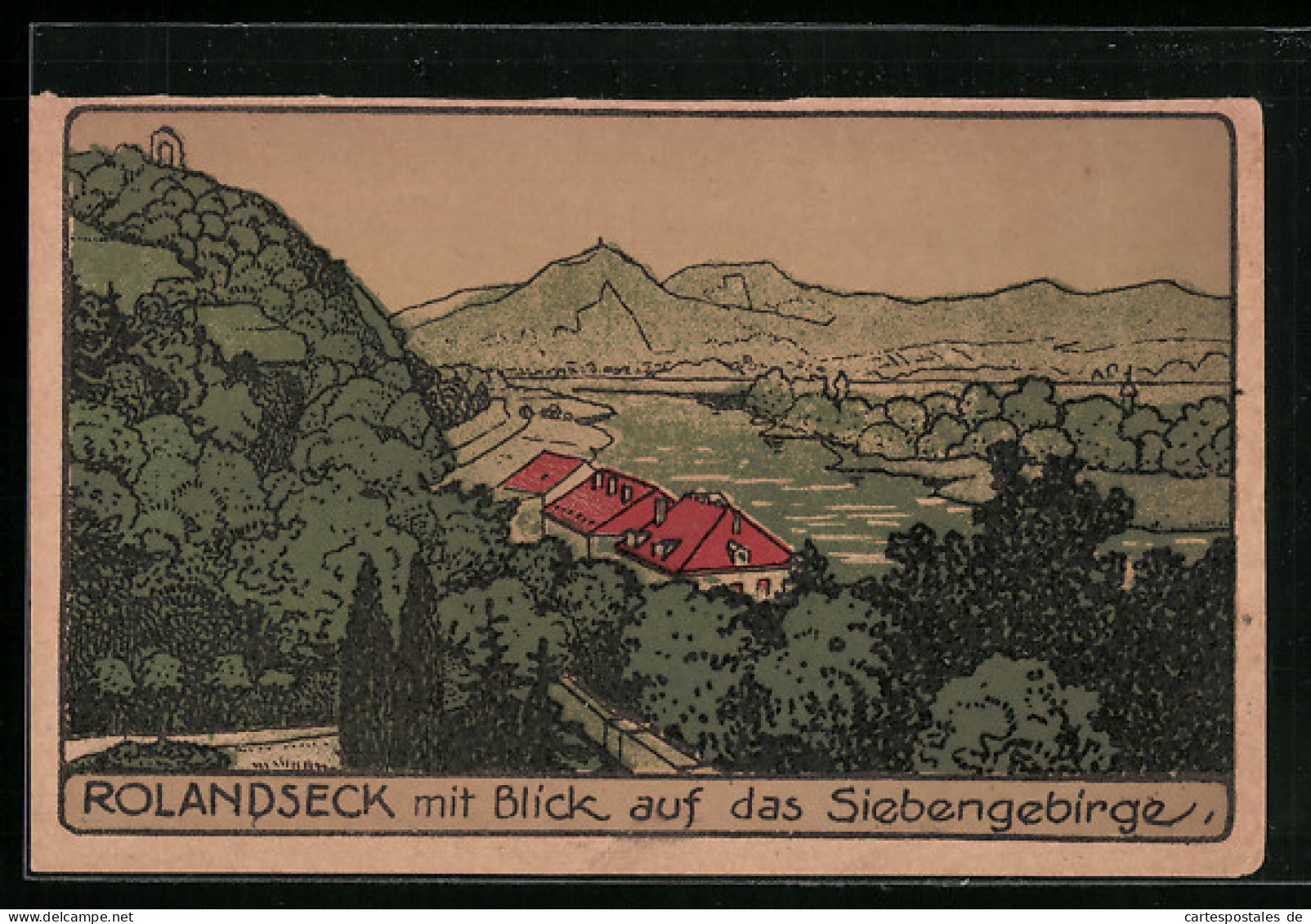 Steindruck-AK Rolandseck, Ortsansicht Mit Blick Auf Das Siebengebirge  - Other & Unclassified