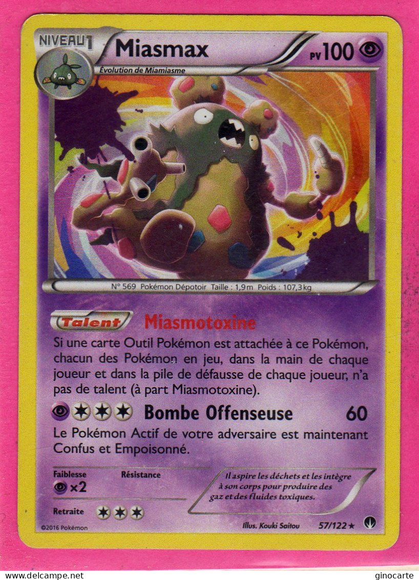 Carte Pokemon Francaise 2016 Xy Rupture Turbo 57/122 Miasmax 100pv Holo Bon Etat - Promos