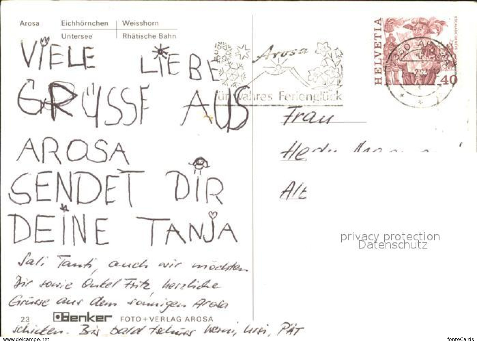 11891277 Arosa GR Eichhoernchen Untersee Weisshorn Rhaetische Bahn Arosa - Autres & Non Classés