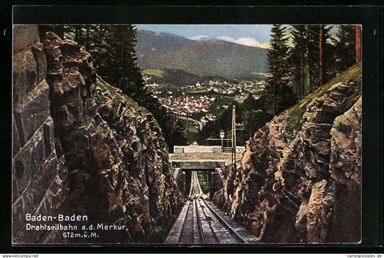 AK Baden-Baden, Drahtseilbahn A. D. Merkur, Bergbahn  - Andere & Zonder Classificatie