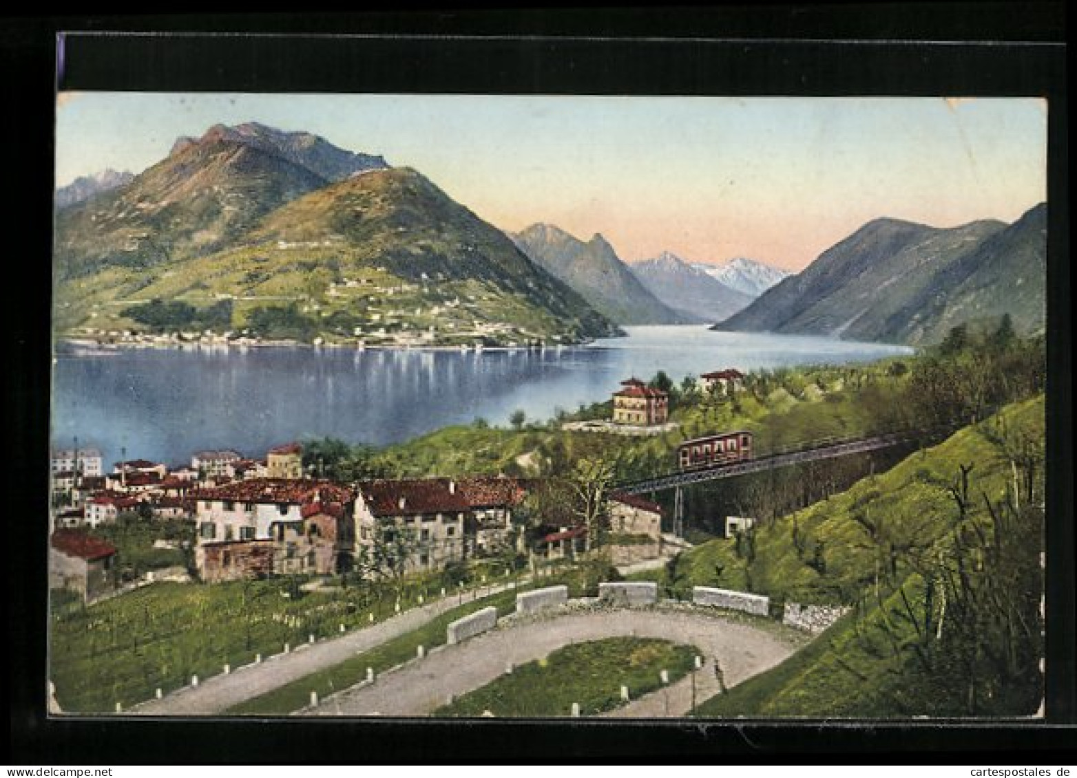 AK Lugano, Veduta Verso Castagnola, Bergbahn  - Sonstige & Ohne Zuordnung