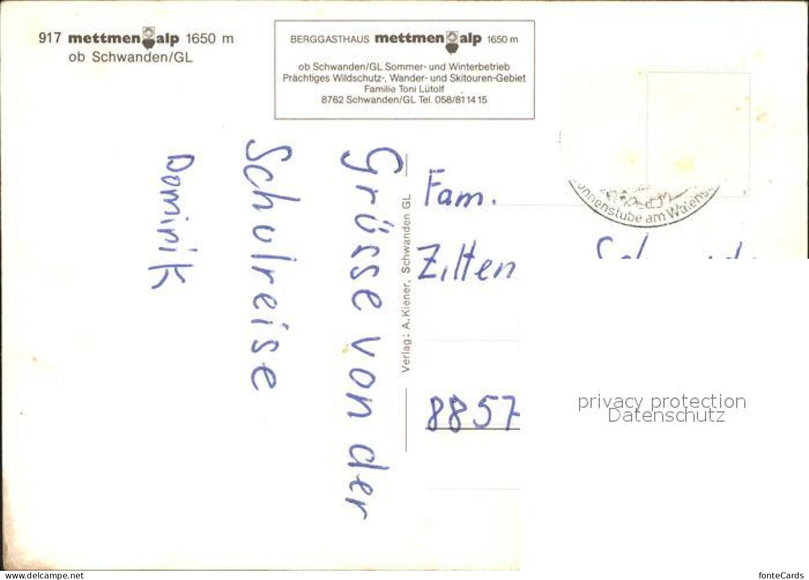 11891017 Schwanden GL Berggasthaus Mettmenalp Schwanden GL - Altri & Non Classificati